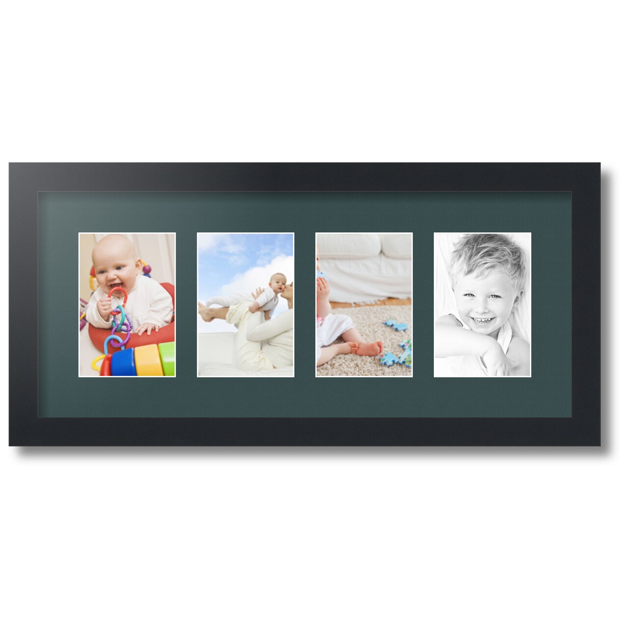 ArtToFrames Collage Photo Picture Frame with 4 - 4x6 inch Openings, Framed in Black with Over 62 Mat Color Options and Plexi Glass (CSM-3926-14)
